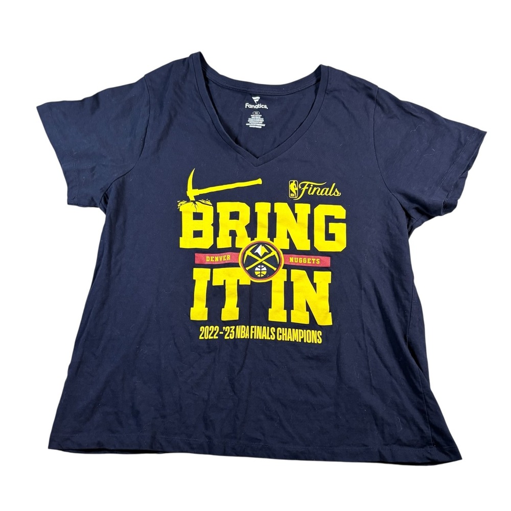 Fanatics Womens Navy T-Shirt Denver Nuggets 2022-23 NBA Finals Champions Size 1X